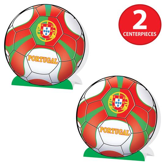 9.25" Portugal 3D Soccer Ball Centerpieces, 2ct.